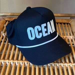 White and Black Baseball Hat with Curved Brim